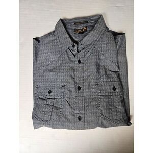 Helix Large Grey Athletic Fit Button Down‎ Shirt